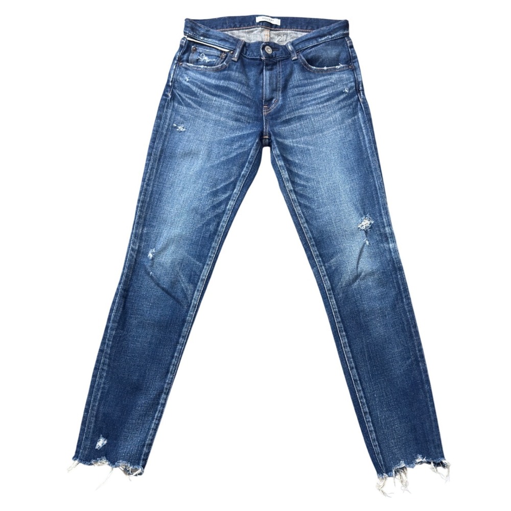 Moussy Vintage Womens Factory Distressed Slim Tapered Jeans Blue Size 27